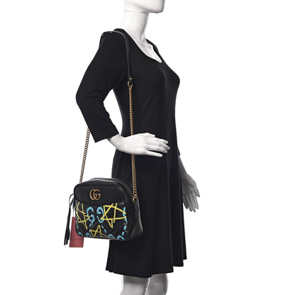 Gucci Calfskin Matelasse GucciGhost Medium GG Marmont Chain Shoulder Bag Black New Acquamarine 2 of 11