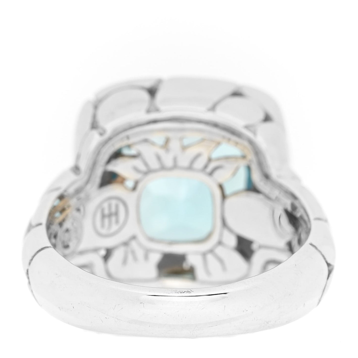 Sterling Silver Blue Topaz Batu Kali Square Ring 54 7