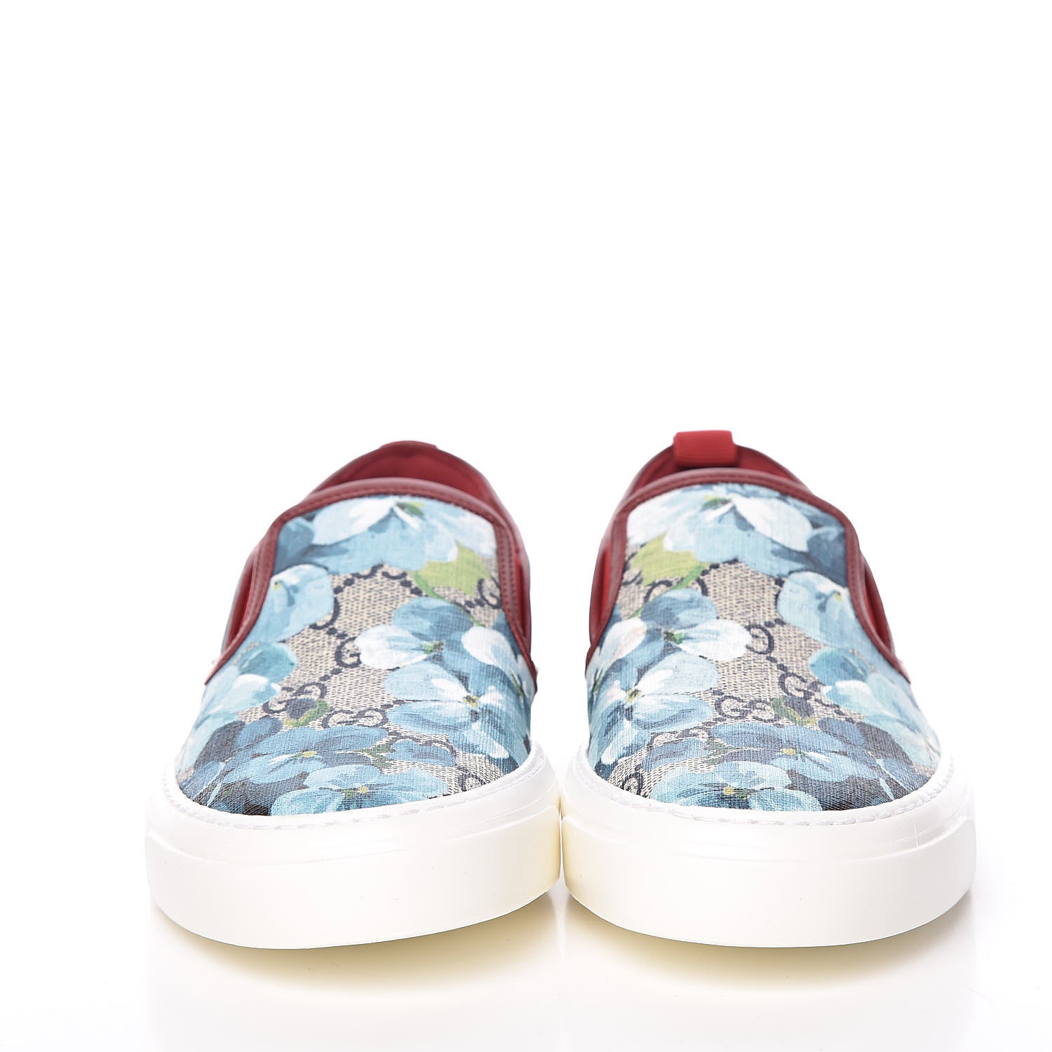 Gucci GG Supreme Monogram Blooms Womens Slip On Sneakers 37 Beige Blue Navy Red 2 of 10