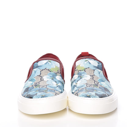 Gucci GG Supreme Monogram Blooms Womens Slip On Sneakers 37 Beige Blue Navy Red 2 of 10