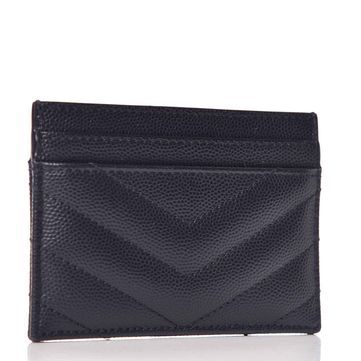Grain De Poudre Matelasse Monogram Chevron Credit Card Case Deep Marine