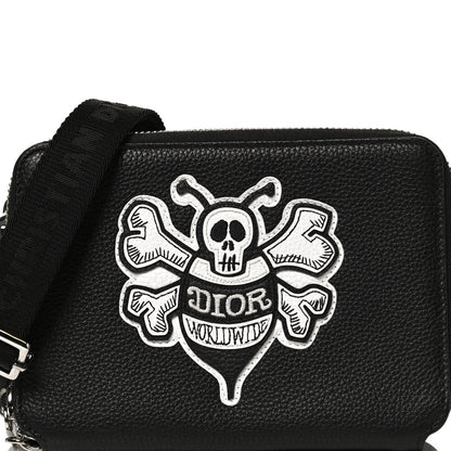 Christian Dior X SHAWN STUSSY Grained Calfskin Double Zip Crossbody Pouch Black 6 of 10