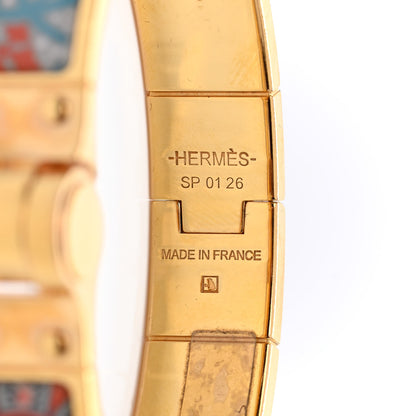 Hermes Enamel Printed Narrow Cachemire Fleuri Hinged Bracelet S Romantique 4 of 5