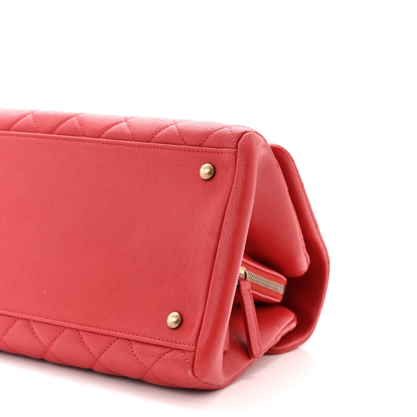 Shiny Sheepskin Quilted Large Trapezio Flap Red