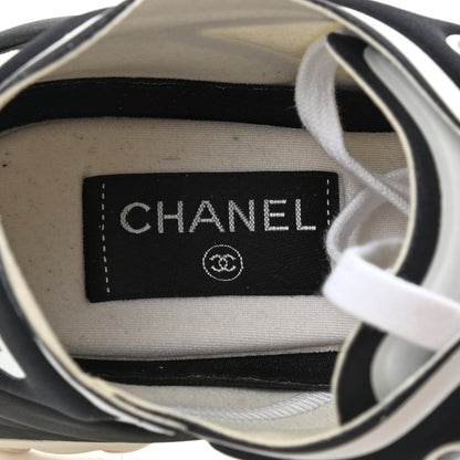 Chanel Lycra Womens CC Sneakers 40 White Black 8 of 10