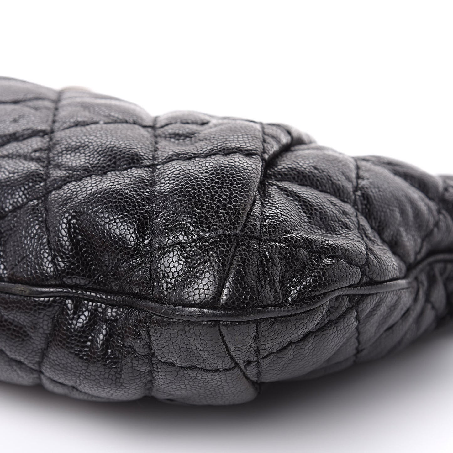 Iridescent Caviar Quilted Tote Black