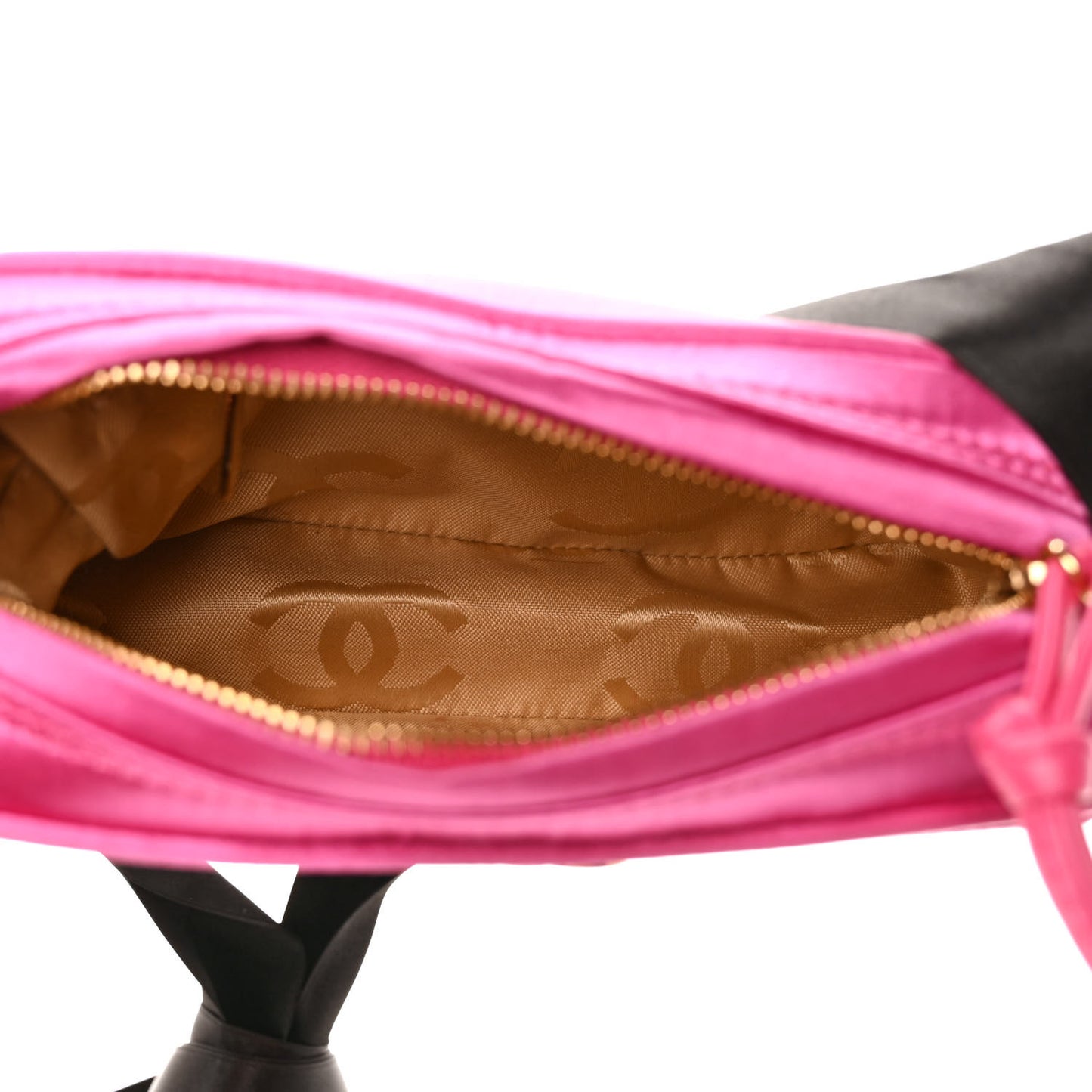 Satin CC Ribbon Evening Bag Fuchsia Black