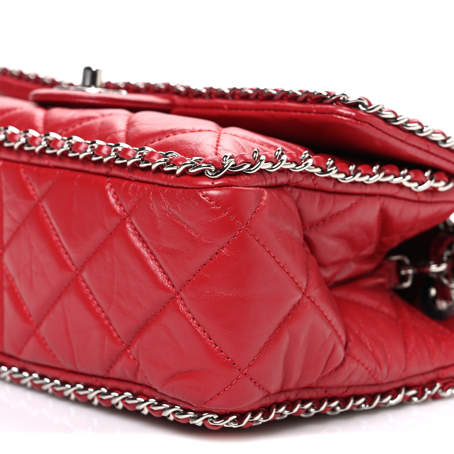 Chanel Crumpled Calfskin Medium Chain All Over Flap Red 10 of 10