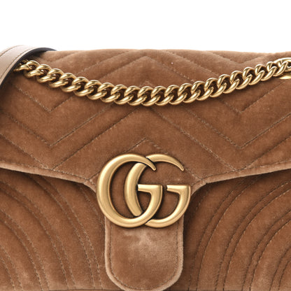 Gucci Velvet Matelasse Small GG Marmont Shoulder Bag Taupe 11 of 11