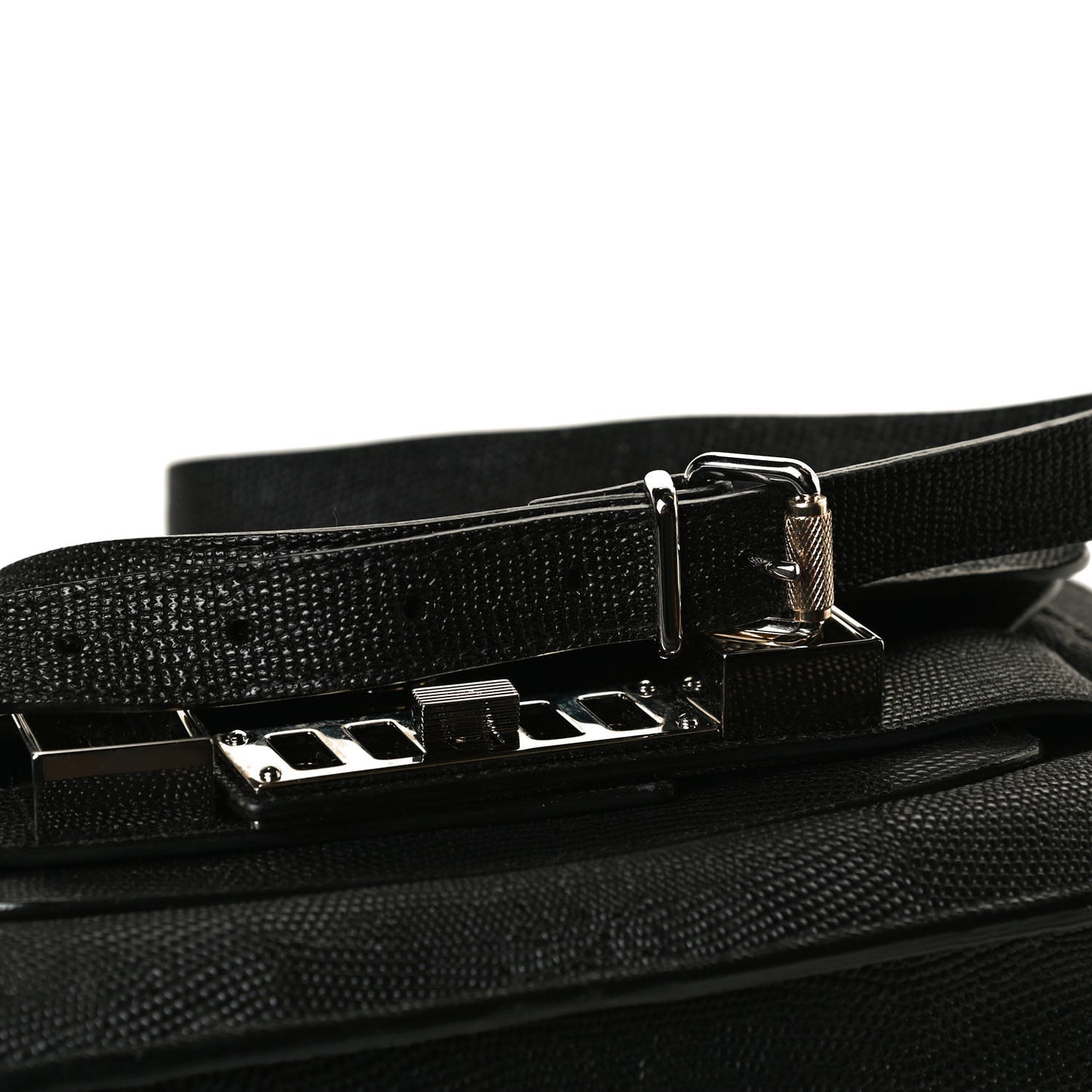 Calfskin Lizard Embossed Mini PS11 Classic Shoulder Bag Black