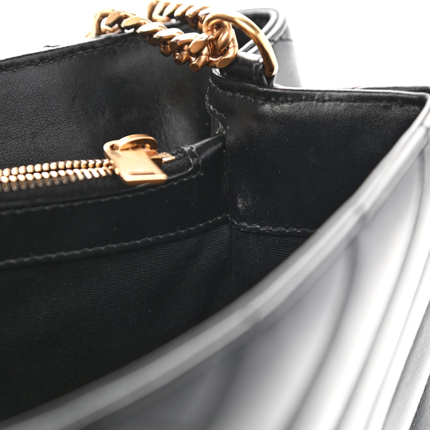 Calfskin Y Quilted Monogram Medium Loulou Chain Satchel Black