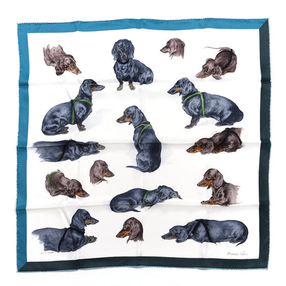 Hermes Silk Les Bassets Scarf 70 White Gris Bluete 1 of 4