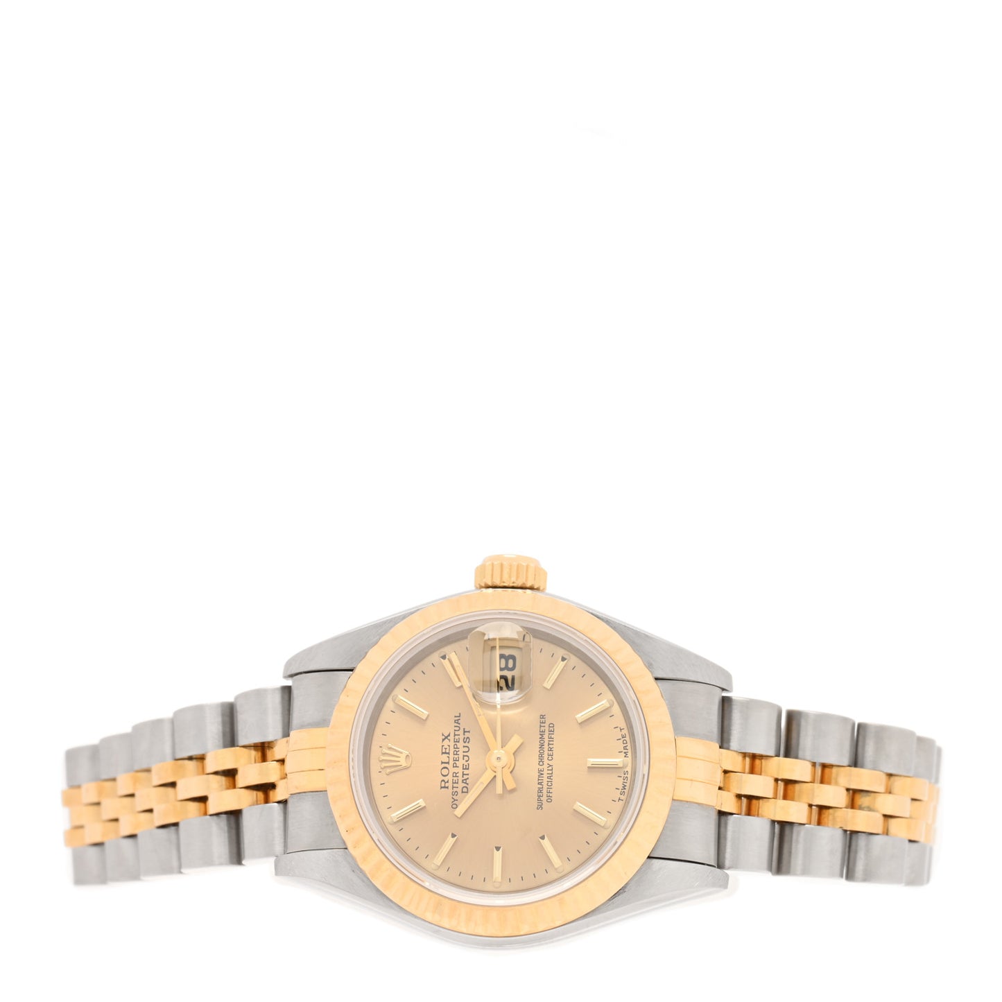 Stainless Steel 18K Yellow Gold 26mm Oyster Perpetual Datejust Watch Champagne 69173