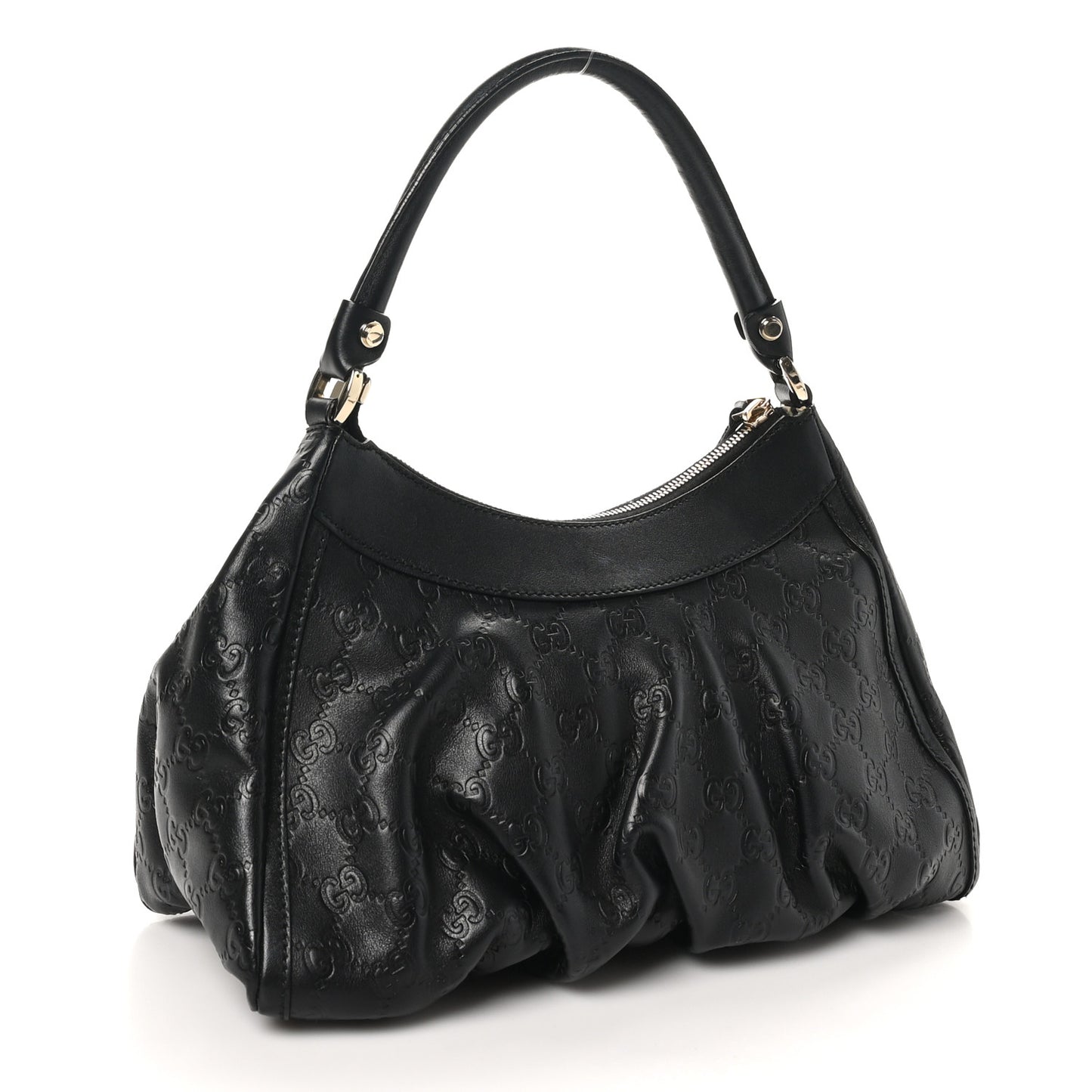 Guccissima Medium D Gold Ring Hobo Black
