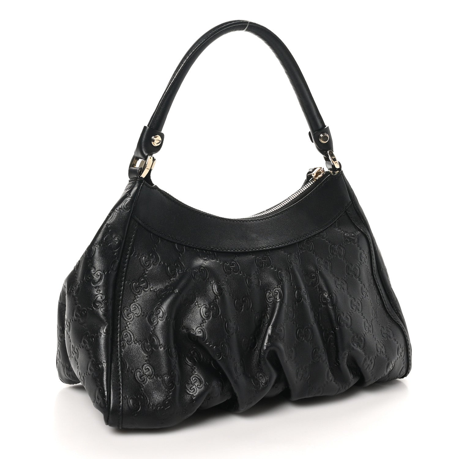 Gucci Guccissima Medium D Gold Ring Hobo Black 3 of 11