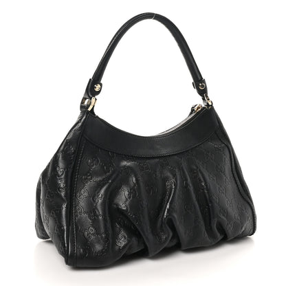Gucci Guccissima Medium D Gold Ring Hobo Black 3 of 11