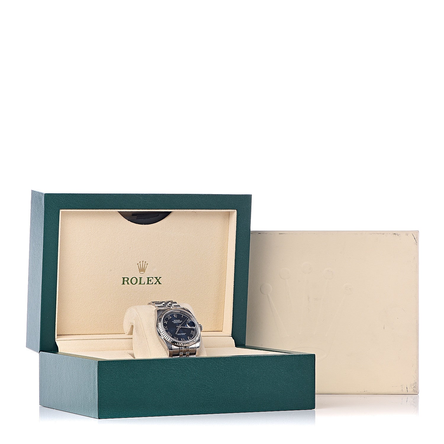 Rolex Stainless Steel 18K White Gold 36mm Oyster Perpetual Datejust Watch Blue Roman 116234 7 of 7
