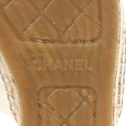 Chanel Iridescent Goatskin CC Espadrille Mules 41 Ivory Black 6 of 10