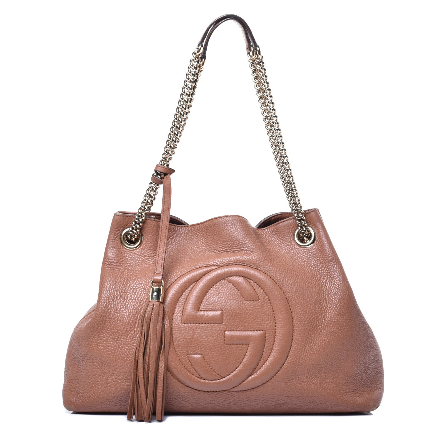 Pebbled Calfskin Medium Soho Chain Shoulder Bag Dusty Blush