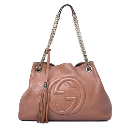 Gucci Pebbled Calfskin Medium Soho Chain Shoulder Bag Dusty Blush 1 of 9