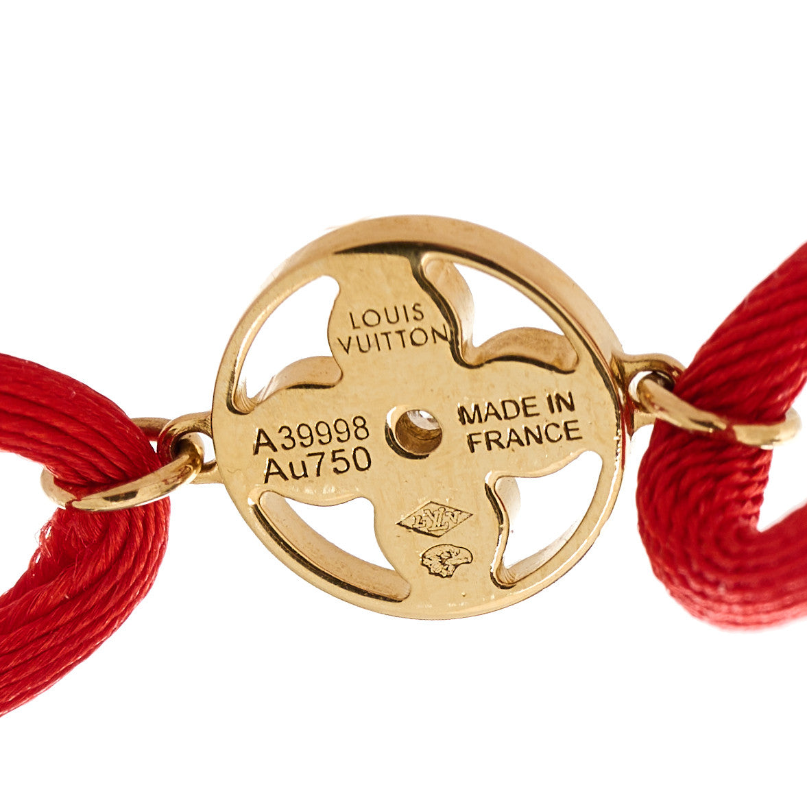 18K Yellow Gold Diamond Idylle Blossom Sun Cord Bracelet Red