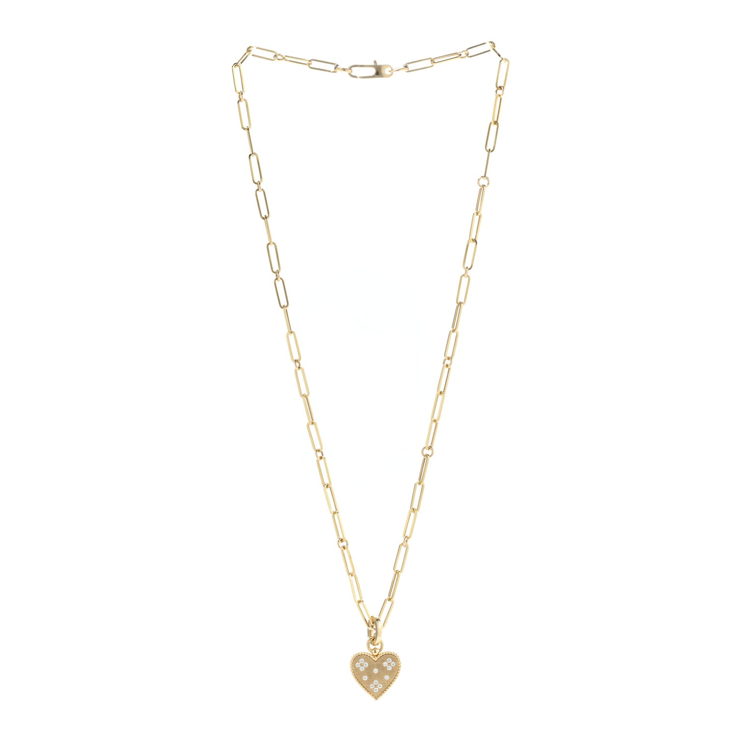 18K Yellow Gold Diamond Venetian Princess Heart Medallion Charm Necklace