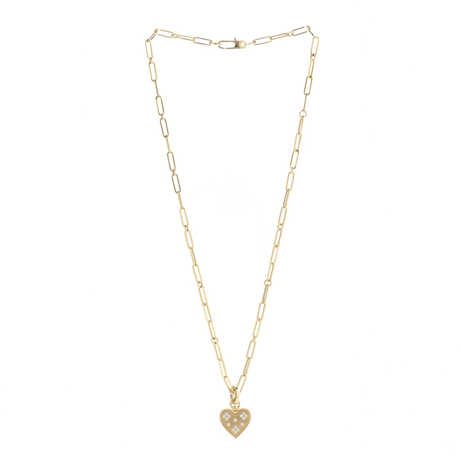 Roberto Coin 18K Yellow Gold Diamond Venetian Princess Heart Medallion Charm Necklace 3 of 7