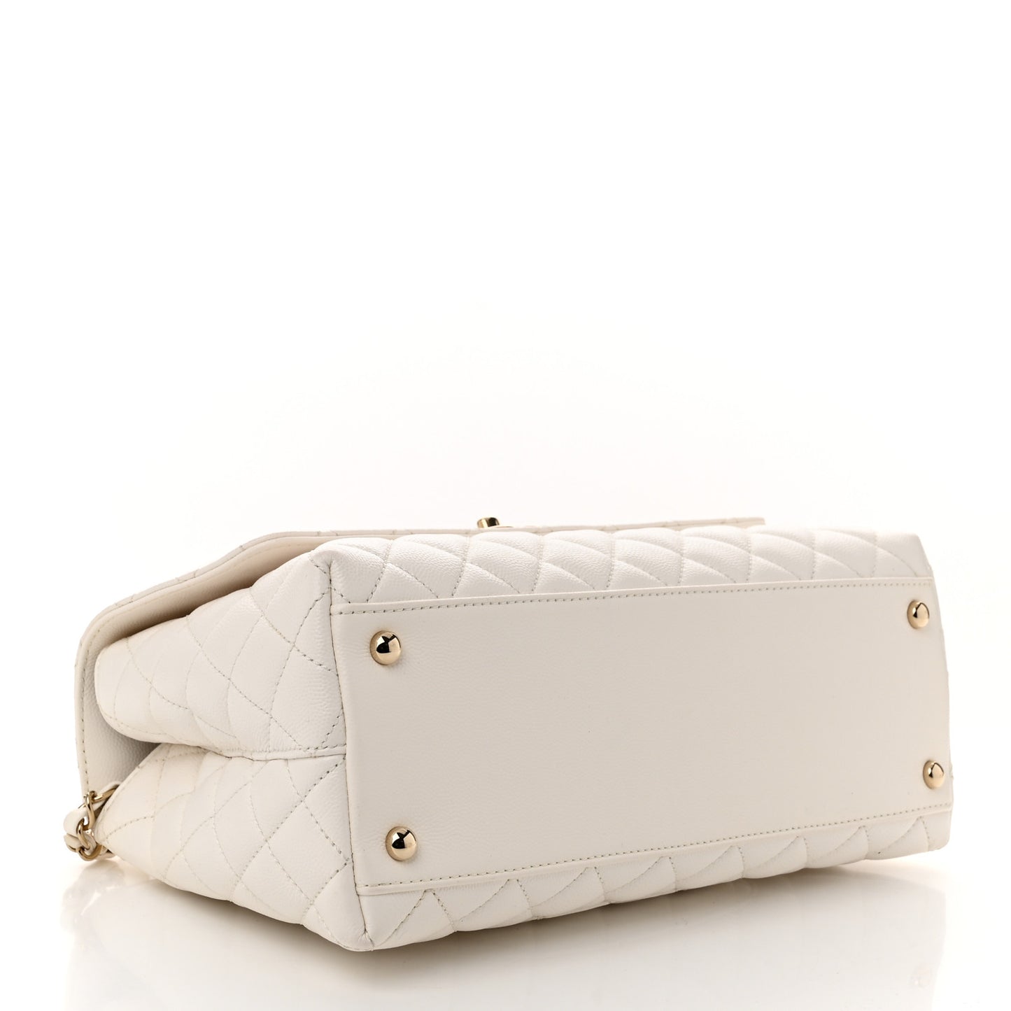Caviar Quilted Small Coco Handle Flap White