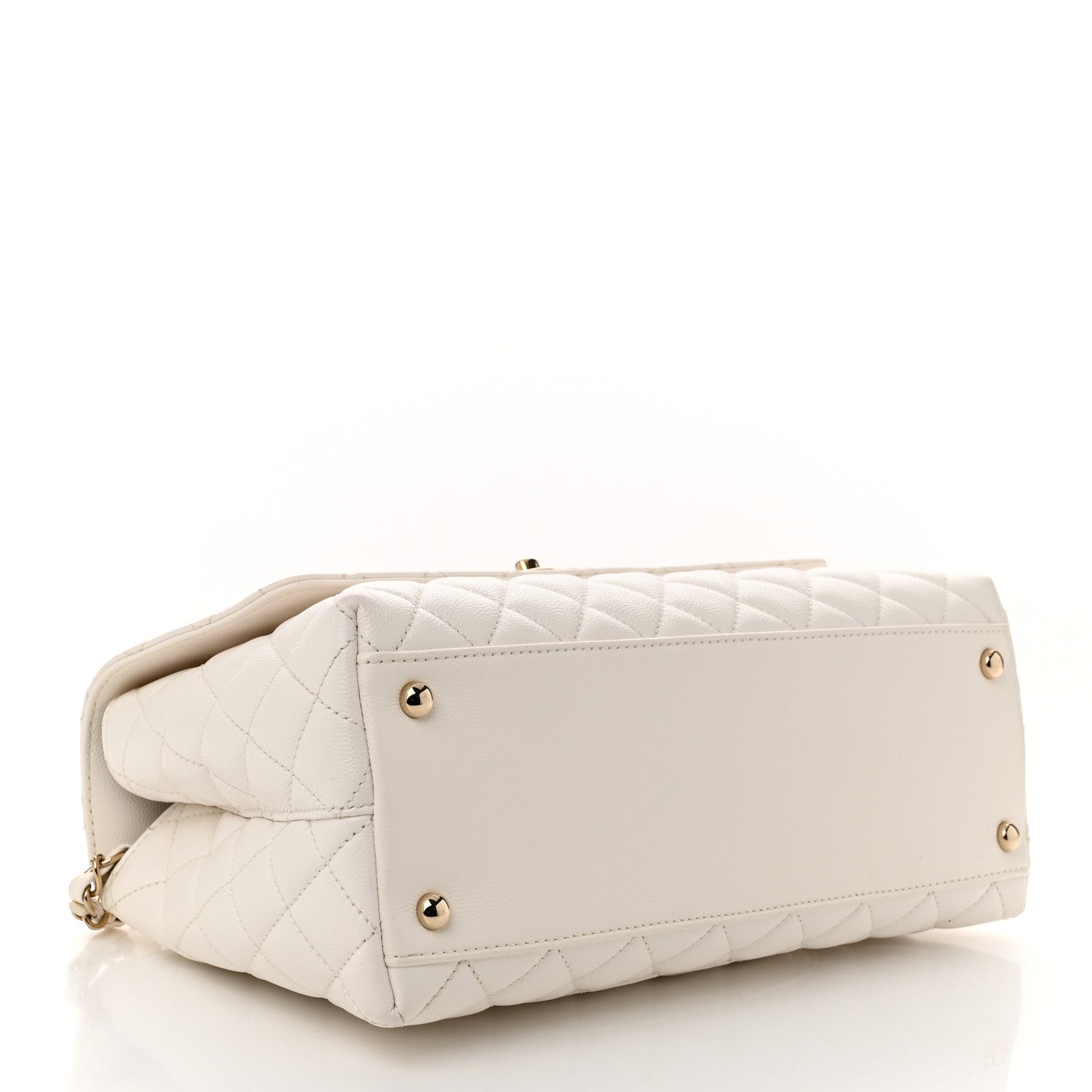 Chanel Caviar Quilted Small Coco Handle Flap White 4 of 11