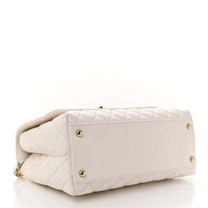 Chanel Caviar Quilted Small Coco Handle Flap White 4 of 11