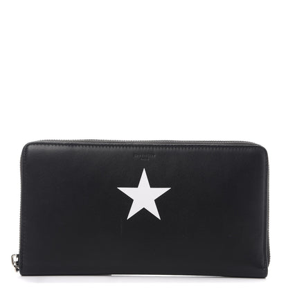 Givenchy Calfskin Star Pandora Zip Around Wallet Black White 1 of 8