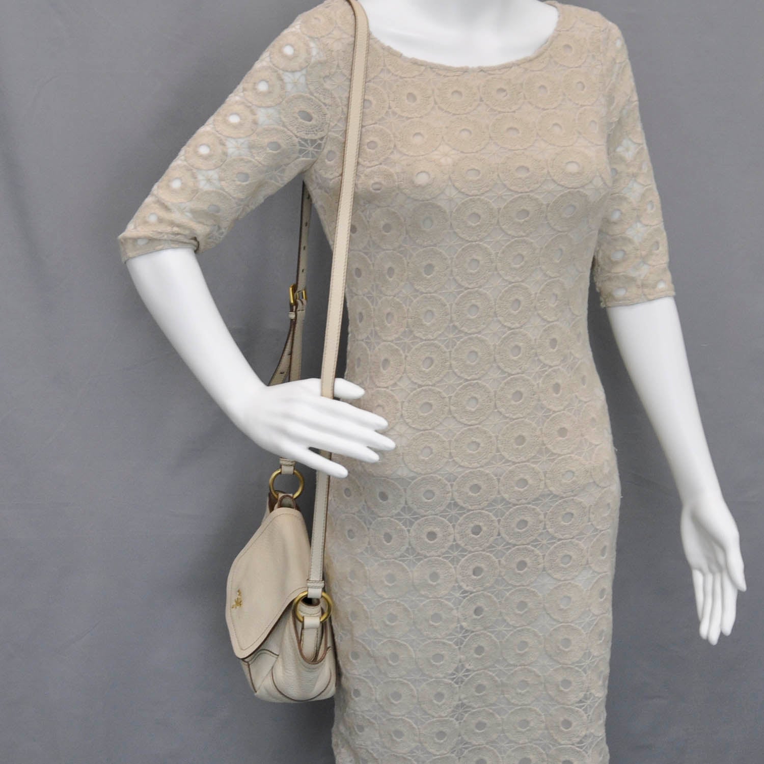 Prada Vitello Daino Shoulder Bag Cera 2 of 12