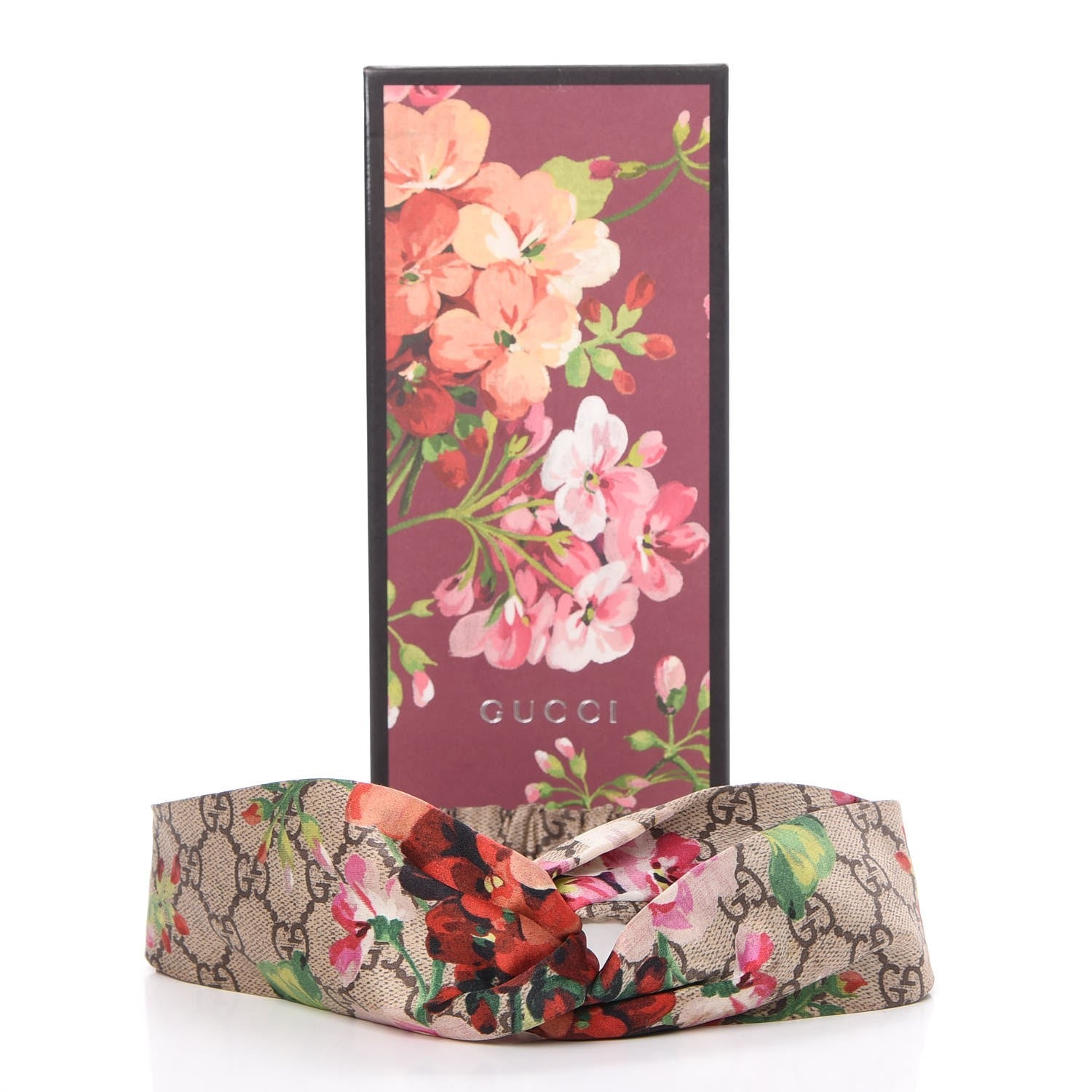 Gucci Silk Monogram Blooms Print Headband Antique Rose 8 of 8