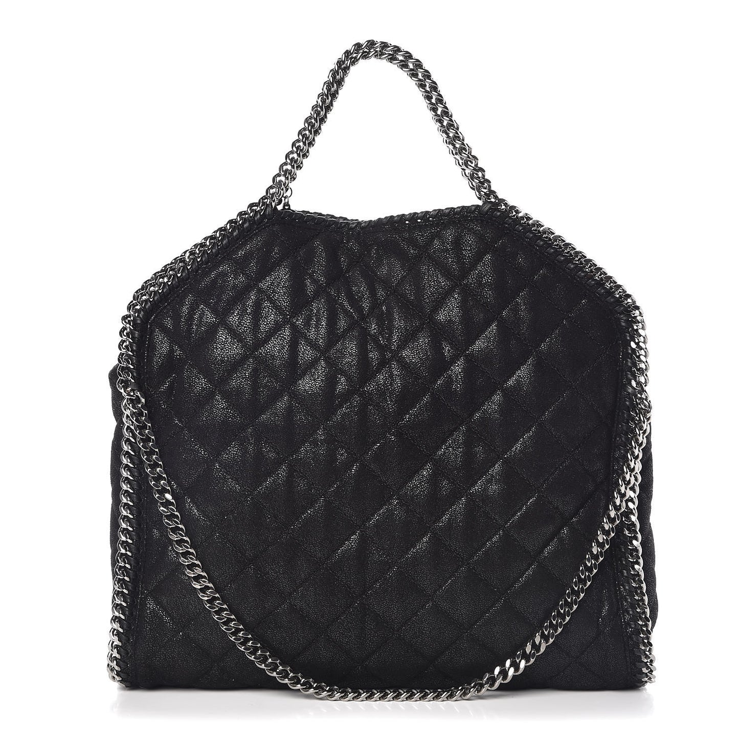 Shaggy Deer Quilted Falabella Fold Over Tote Black