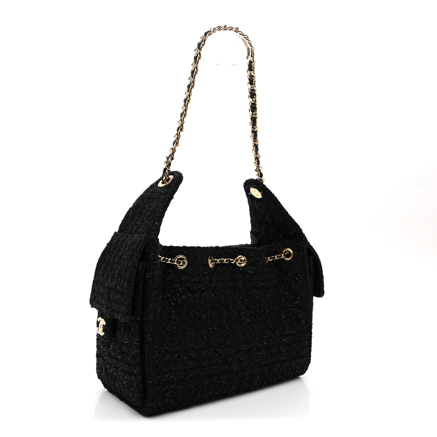 Chanel Tweed Quilted Small Chanel 25 Handbag Black 3 of 10