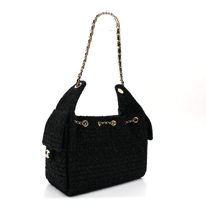 Chanel Tweed Quilted Small Chanel 25 Handbag Black 3 of 10