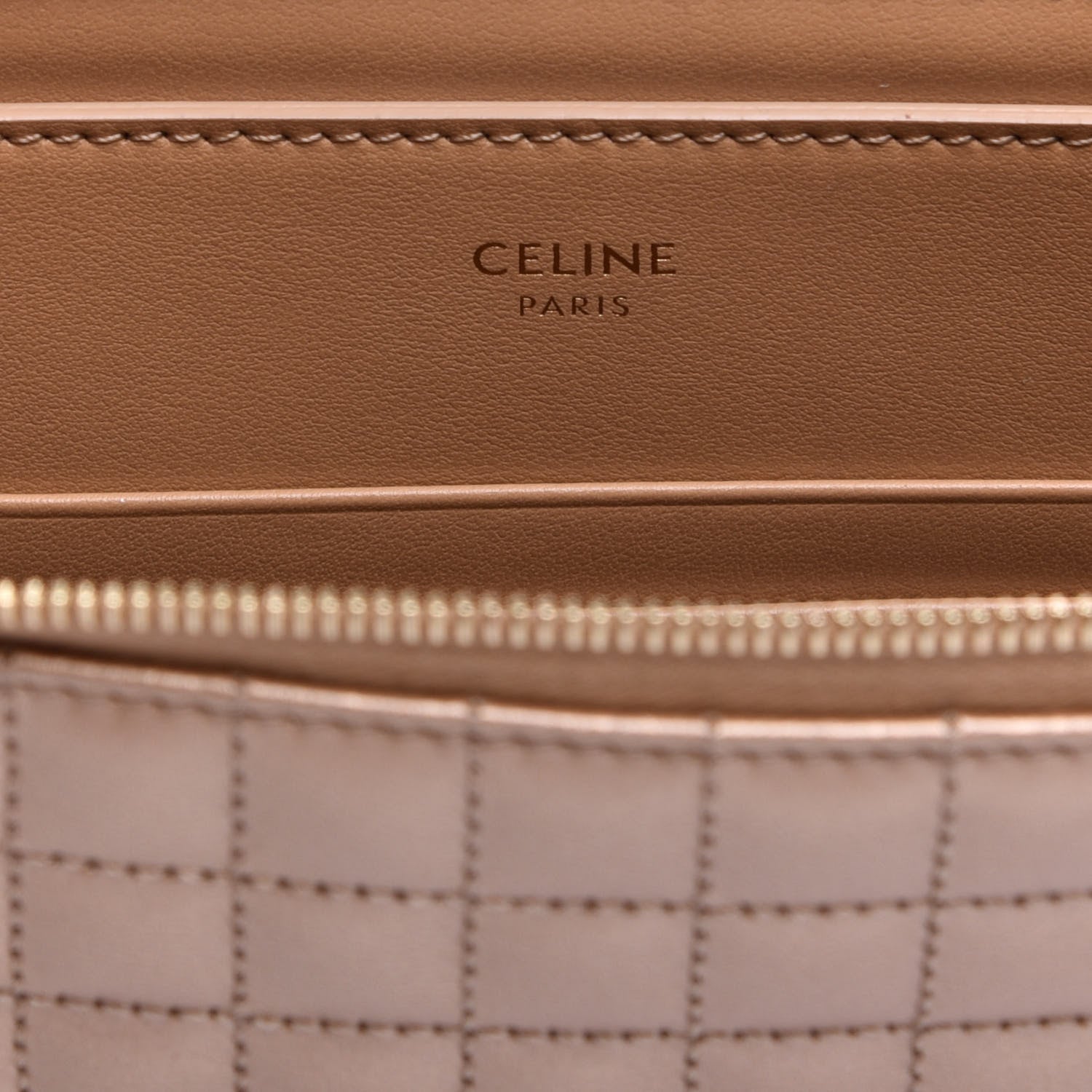 Celine Calfskin Quilted C Charm Pouch Gold 6 of 9