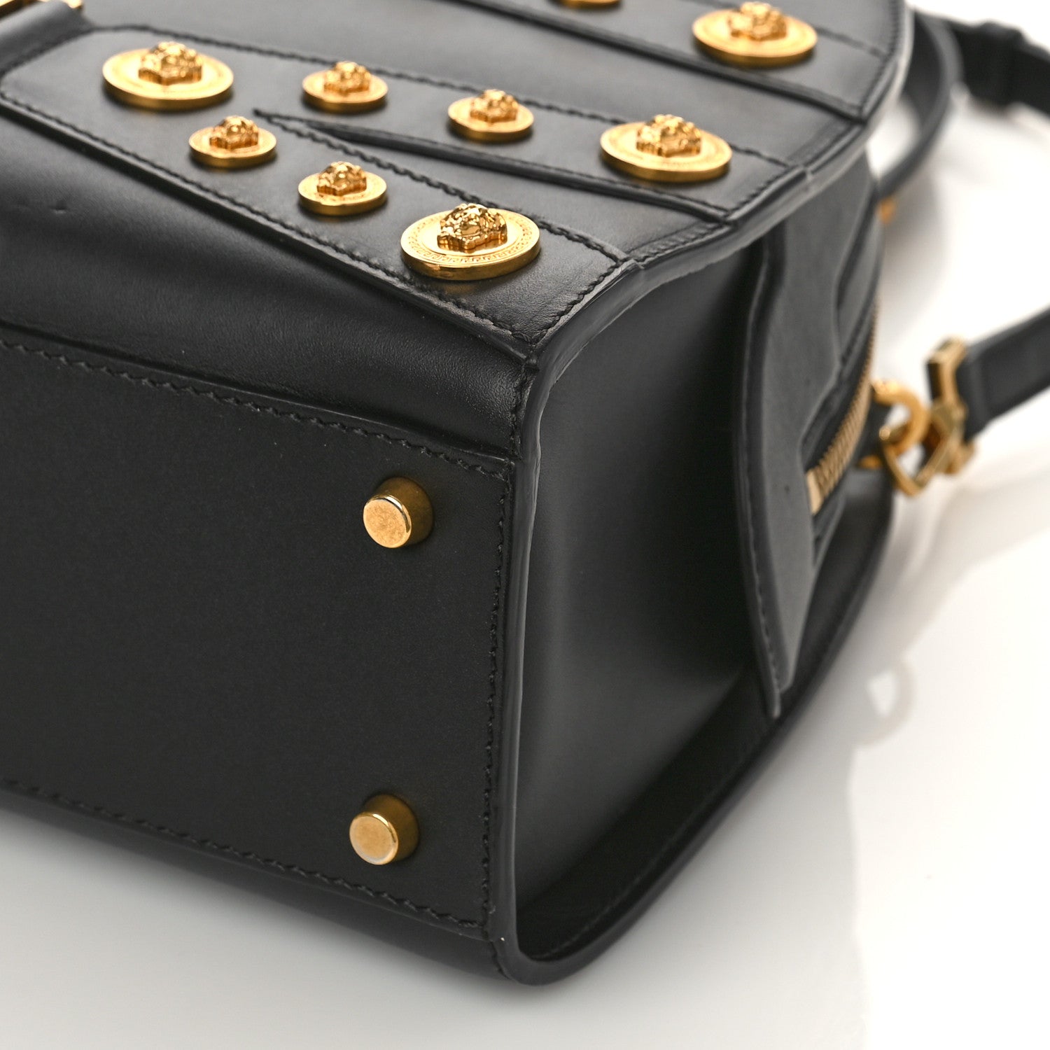 Versace Calfskin Medallion Tribute Bowling Bag Black 7 of 7