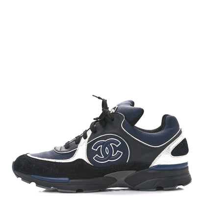 Chanel Canvas Suede Calfskin Womens CC Sneakers 40 Dark Blue 1 of 8