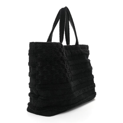Chanel Terry Cotton Flag CC Beach Tote Towel Set Black 4 of 12