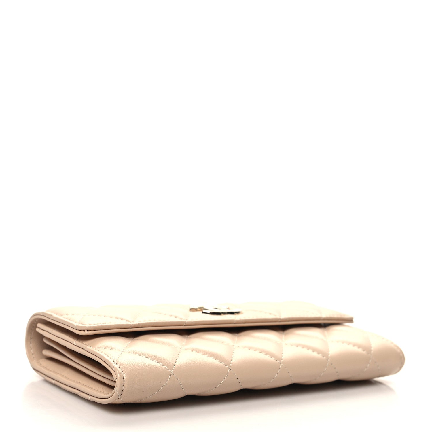 Chanel Lambskin Quilted CC Large Gusset Flap Wallet Beige 4 of 11