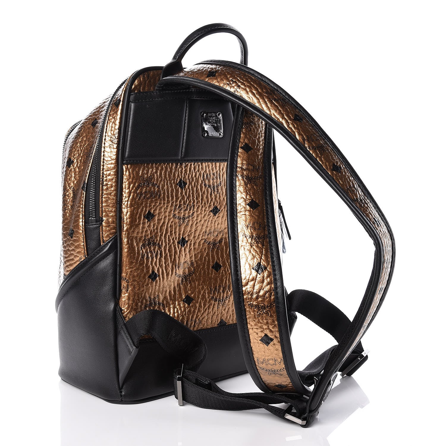 MCM Metallic Visetos Small Duke Backpack Gold 3 of 10