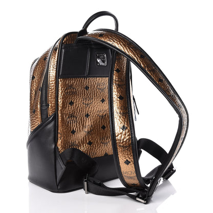 MCM Metallic Visetos Small Duke Backpack Gold 3 of 10