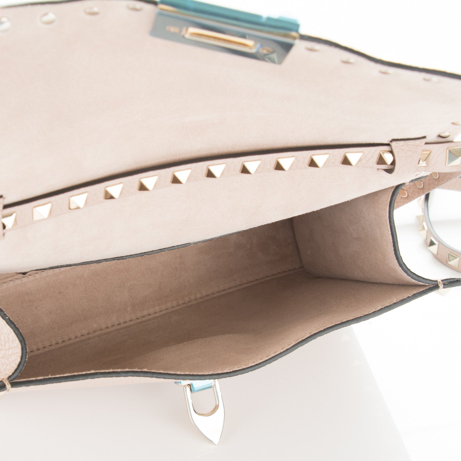 Valentino Garavani Pebbled Calfskin Medium Rockstud Flip Lock Crossbody Bag Poudre 5 of 6