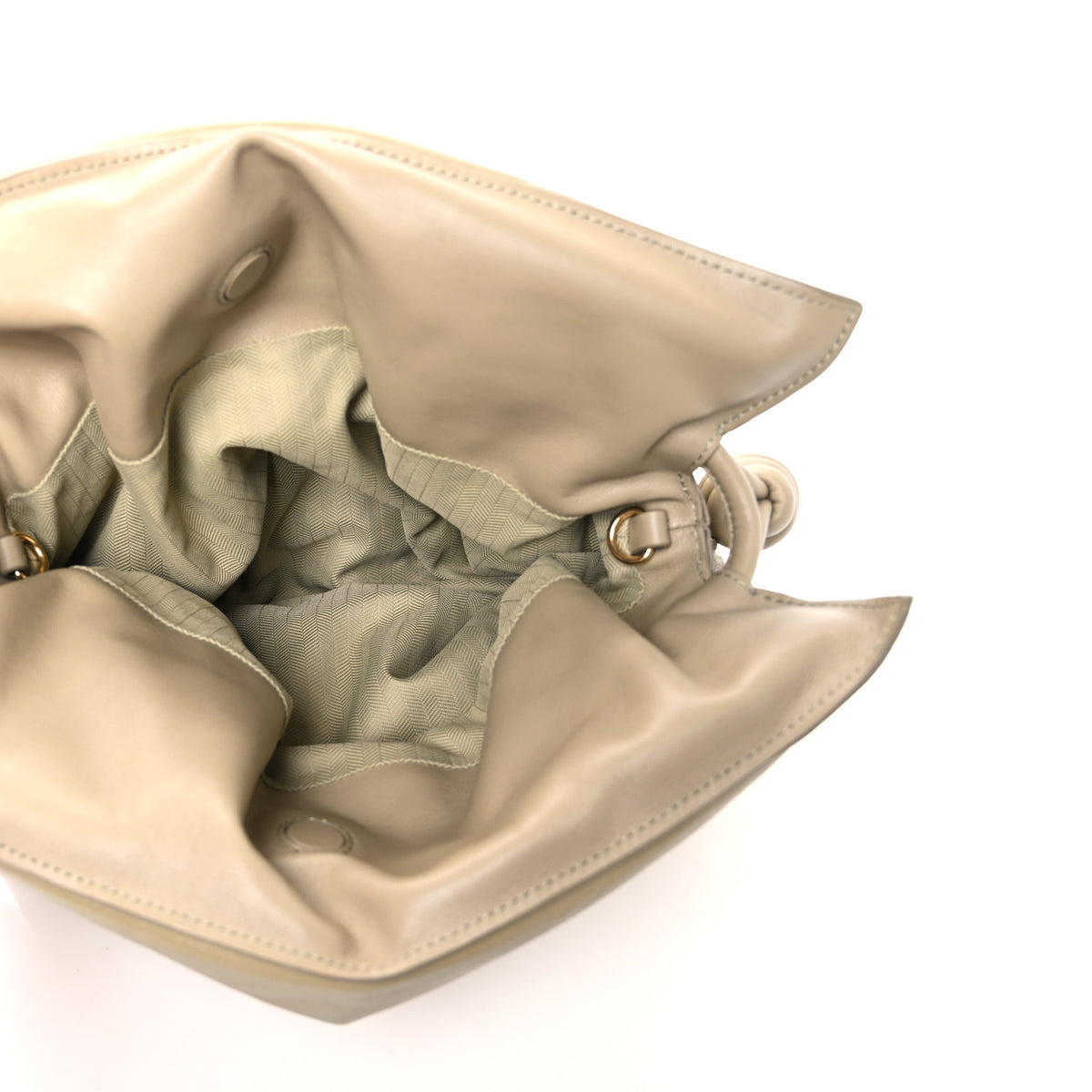 Shiny Nappa Lambskin Puffer Flamenco Knot Clutch Clay Green