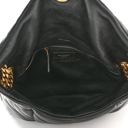 Saint Laurent Lambskin Quilted Medium Loulou Puffer Monogram Chain Satchel Black 5 of 16