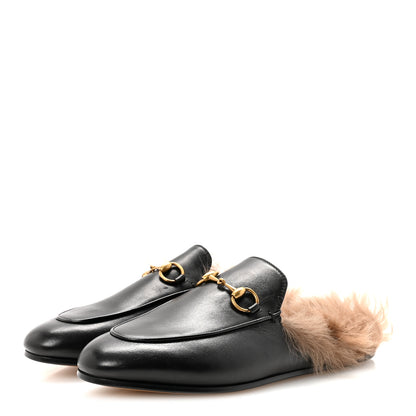 Gucci Calfskin Fur Womens Princetown Slippers 36 Black 4 of 8
