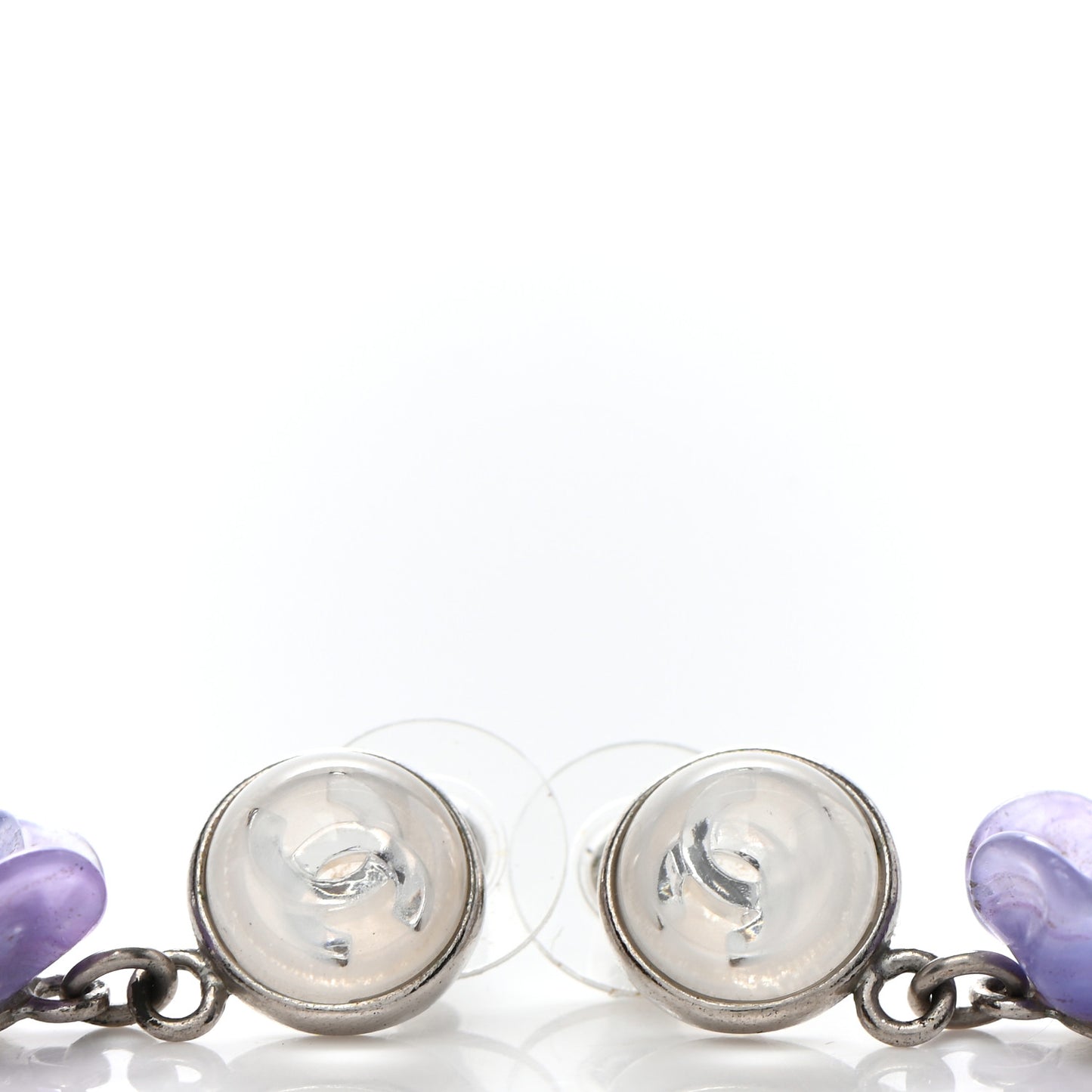 Enamel CC Camellia Drop Earrings Blue