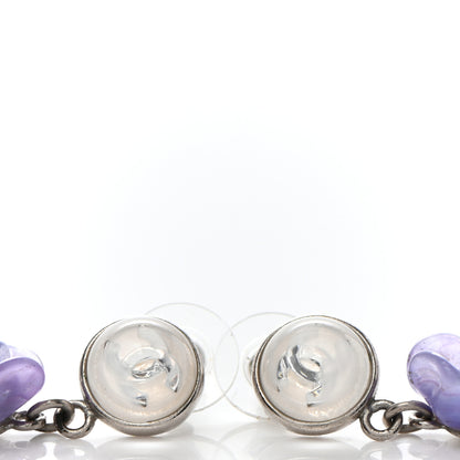 Chanel Enamel CC Camellia Drop Earrings Blue 7 of 7