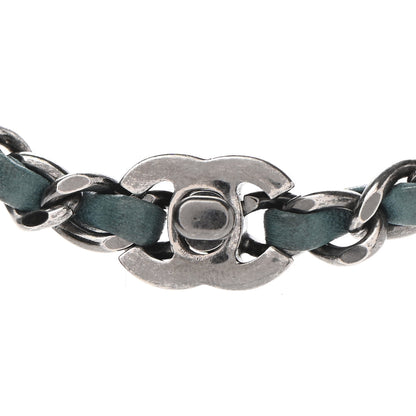 Chanel Metal Lambskin CC Chain Turn Lock Choker Necklace Turquoise 4 of 6